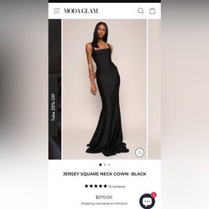 Black Jersey Square Neck Gown